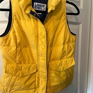 Lands' End Yellow and Navy Puffer Vest